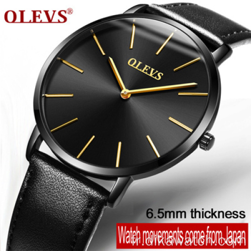 OLEVS luxe hommes en cuir montre à Quartz Ultra mince calendrier minimaliste décontracté affaires mince montres homme 2021 vente chaude Reloj